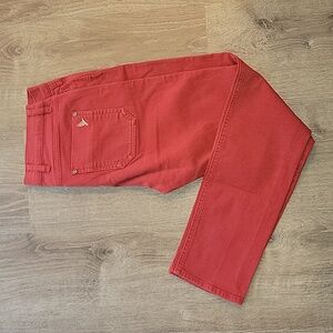 MiH the Paris jean mid rise cropped slim leg, red, sz 27 (fits like 26)